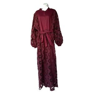 white christmas dresses Cut Out for It Poppy Red & Ivory Cotton Linen Floral Cutout Midi Dress
